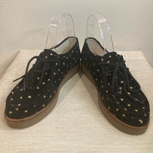 THE GREAT Sz 7  Scout Black Stars Low Top Chukka Ankle Lace Up Loafer Shoes